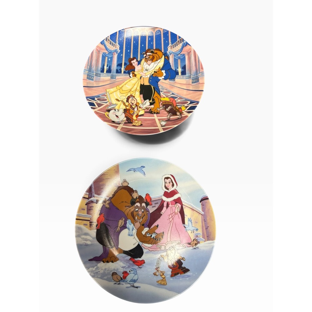 Vintage Disney Beauty and the Beast Collector Plates Set 2 Knowles Porcelain
